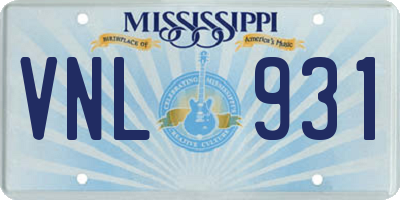 MS license plate VNL931