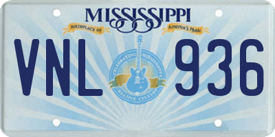 MS license plate VNL936