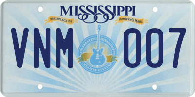 MS license plate VNM007