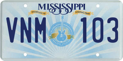 MS license plate VNM103