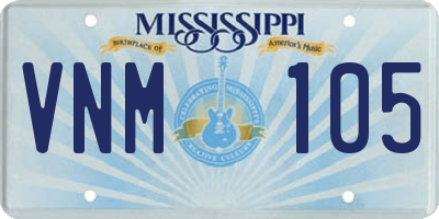 MS license plate VNM105