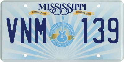 MS license plate VNM139