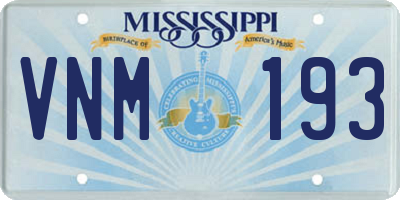 MS license plate VNM193