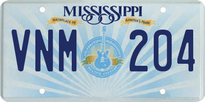 MS license plate VNM204