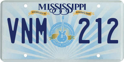 MS license plate VNM212