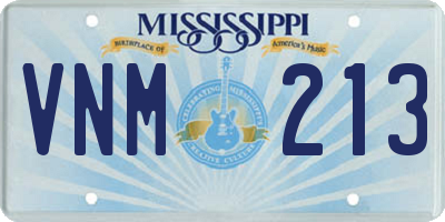 MS license plate VNM213