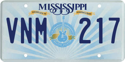 MS license plate VNM217