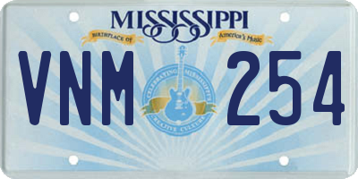 MS license plate VNM254
