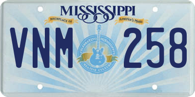 MS license plate VNM258