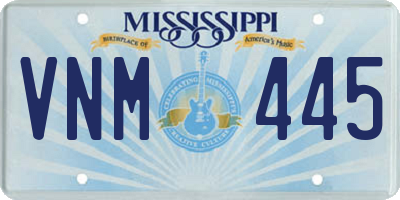 MS license plate VNM445