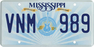 MS license plate VNM989