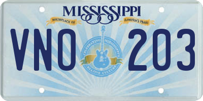 MS license plate VNO203