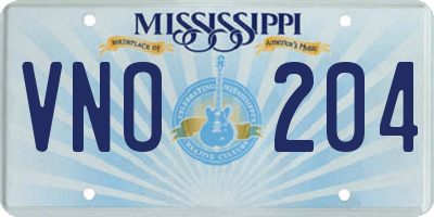 MS license plate VNO204