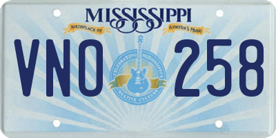 MS license plate VNO258