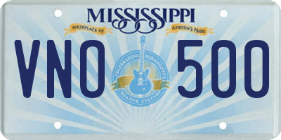 MS license plate VNO500