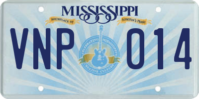 MS license plate VNP014