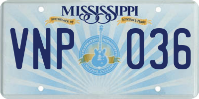 MS license plate VNP036