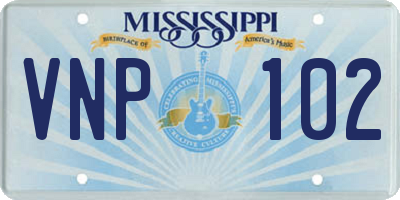 MS license plate VNP102