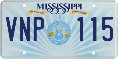 MS license plate VNP115
