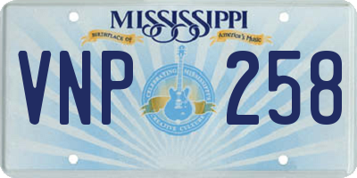 MS license plate VNP258