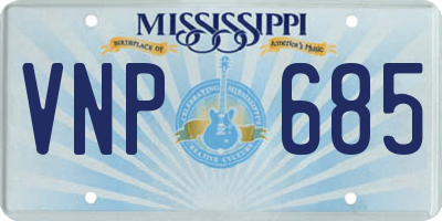 MS license plate VNP685