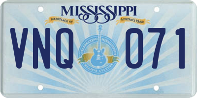 MS license plate VNQ071