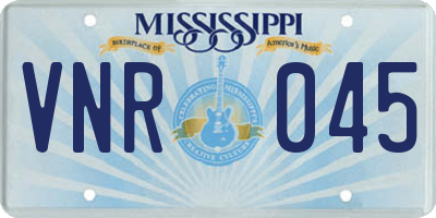 MS license plate VNR045