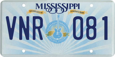 MS license plate VNR081