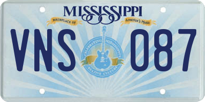 MS license plate VNS087