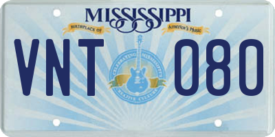 MS license plate VNT080