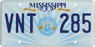 MS license plate VNT285