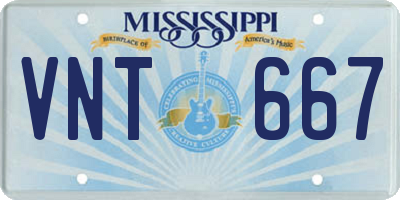 MS license plate VNT667