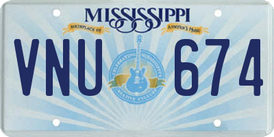 MS license plate VNU674