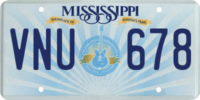 MS license plate VNU678