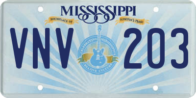 MS license plate VNV203