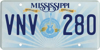 MS license plate VNV280