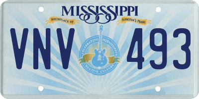 MS license plate VNV493