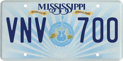 MS license plate VNV700