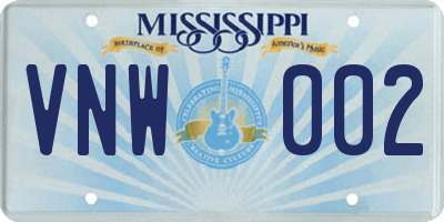 MS license plate VNW002