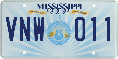 MS license plate VNW011