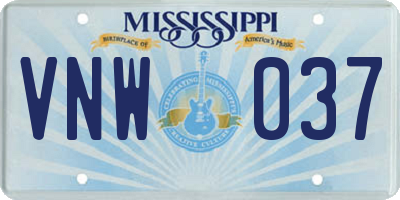 MS license plate VNW037