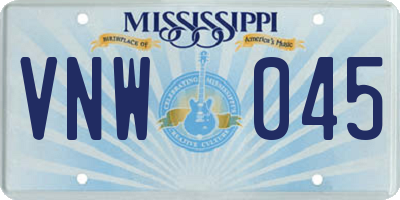 MS license plate VNW045