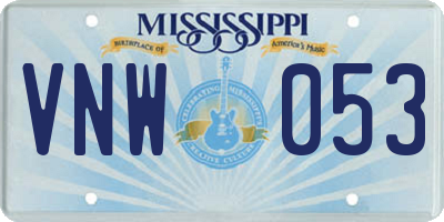 MS license plate VNW053
