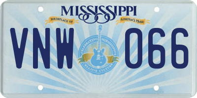 MS license plate VNW066