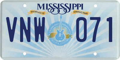 MS license plate VNW071