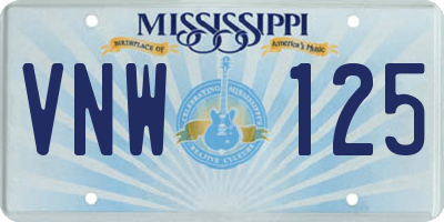 MS license plate VNW125