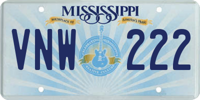 MS license plate VNW222