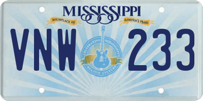 MS license plate VNW233