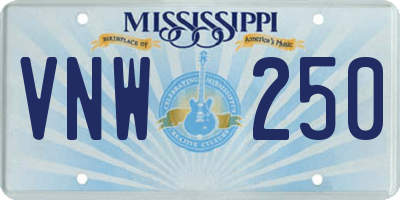 MS license plate VNW250
