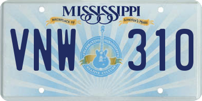 MS license plate VNW310